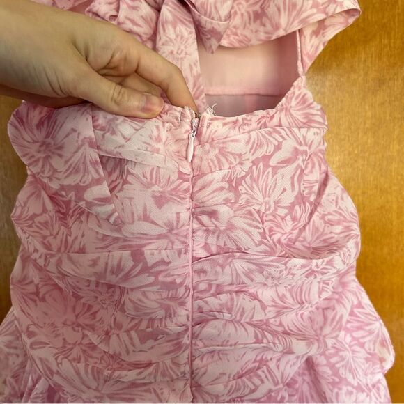 Hello Molly Cute Gaze Ruffle Tiered Mini Dress in Pink Floral Size 4 Small - Picture 6 of 13